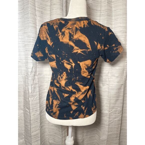 🌸 Gildan Heavy Cotton "Momster" T Shirt Black with Bleach Tie Dye Halloween - Picture 5 of 9